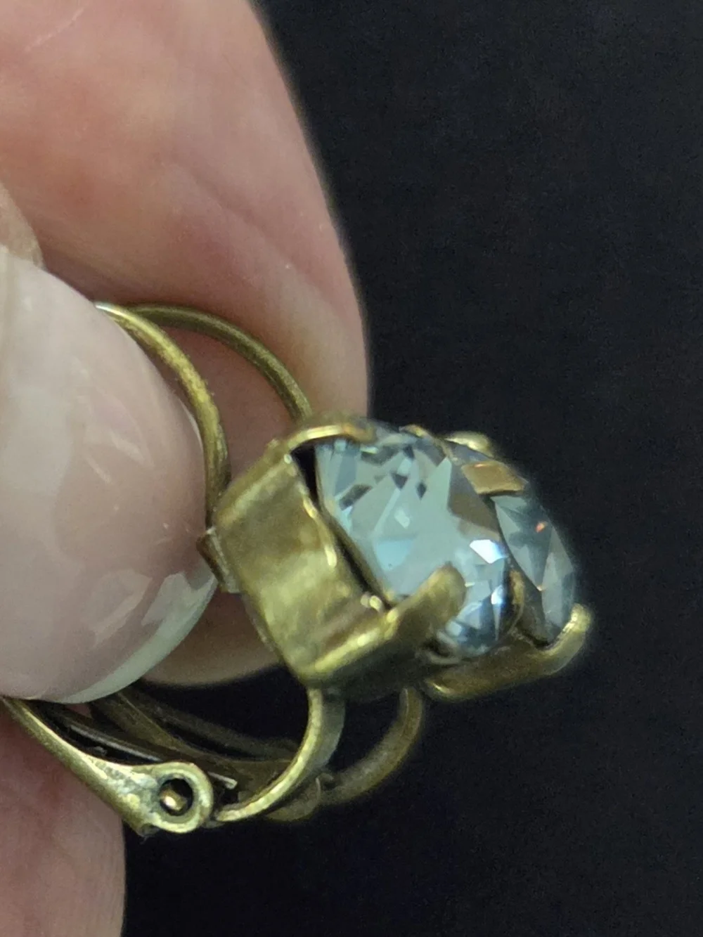 Round Aqua Crystal Drop Earrings - Unbranded